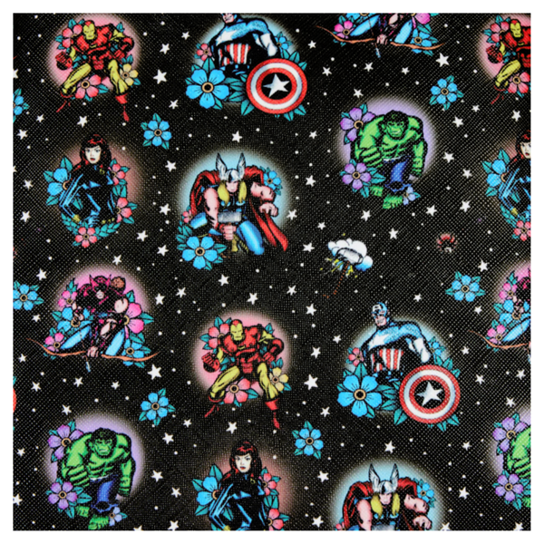 Loungefly™ Marvel - Avengers Floral Tattoo 4” Faux Leather Zip-Around Wallet Purse