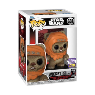 Star Wars Episode VI: Return of the Jedi - Wicket with Slingshot 40th Anniversary Pop! Vinyl Figure #631 (2023 Summer Convention Exclusive)