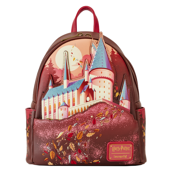 Loungefly™ Harry Potter - Hogwarts Fall Leaves 10" Faux Leather Mini Backpack