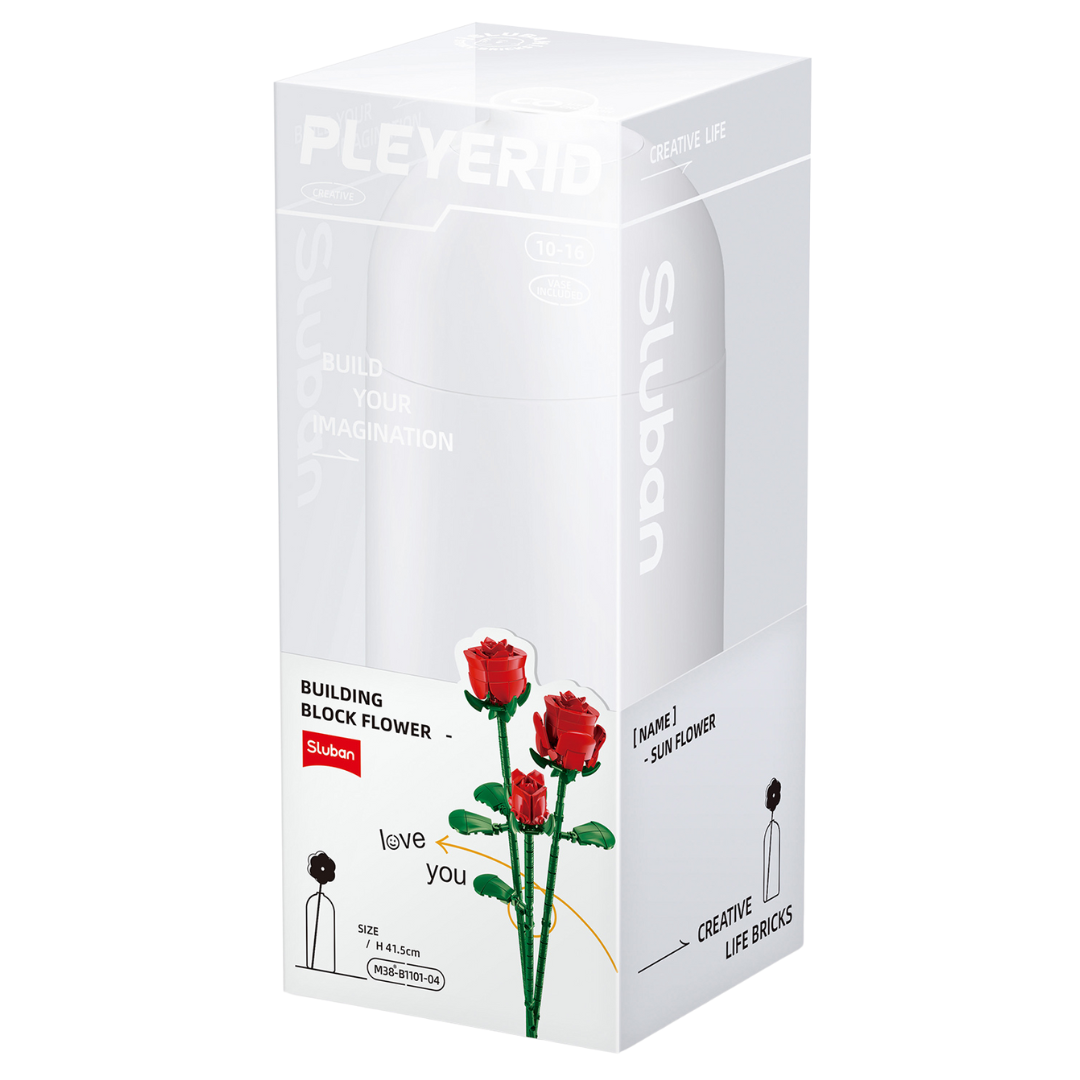 Sluban Red Rose with Vase