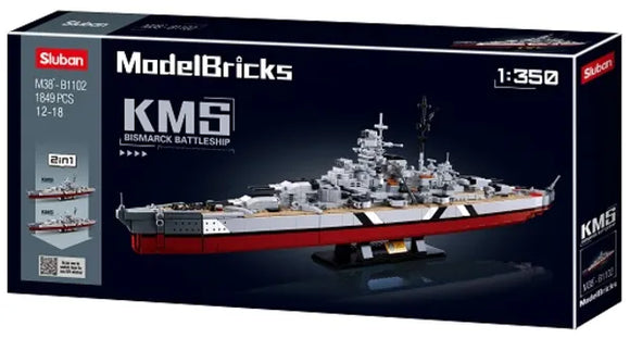 Sluban Model Bricks Bismarck Battleship 2 in 1