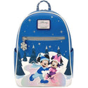 Loungefly™ Disney - Mickey & Minnie Mouse Winter Skating Scene 10” Faux Leather Mini Backpack